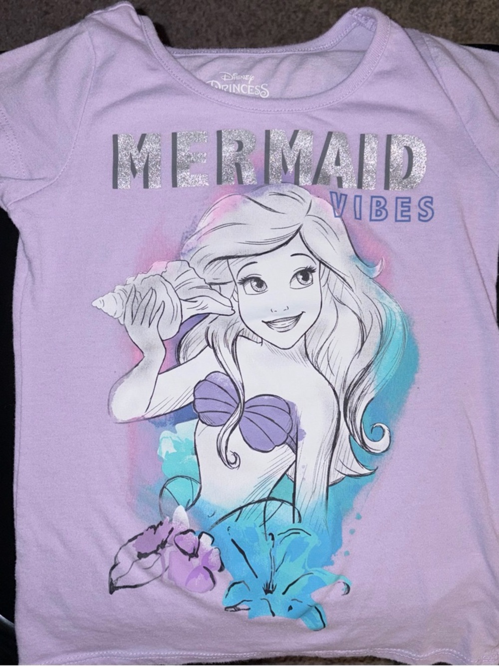 Disney Princess 'Mermaid Vibes' Lilac Tee Sz 7/8